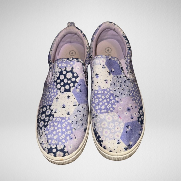 Cat & Jack Girls Purple Patterned Shoes - Size 4 - Picture 1 of 4